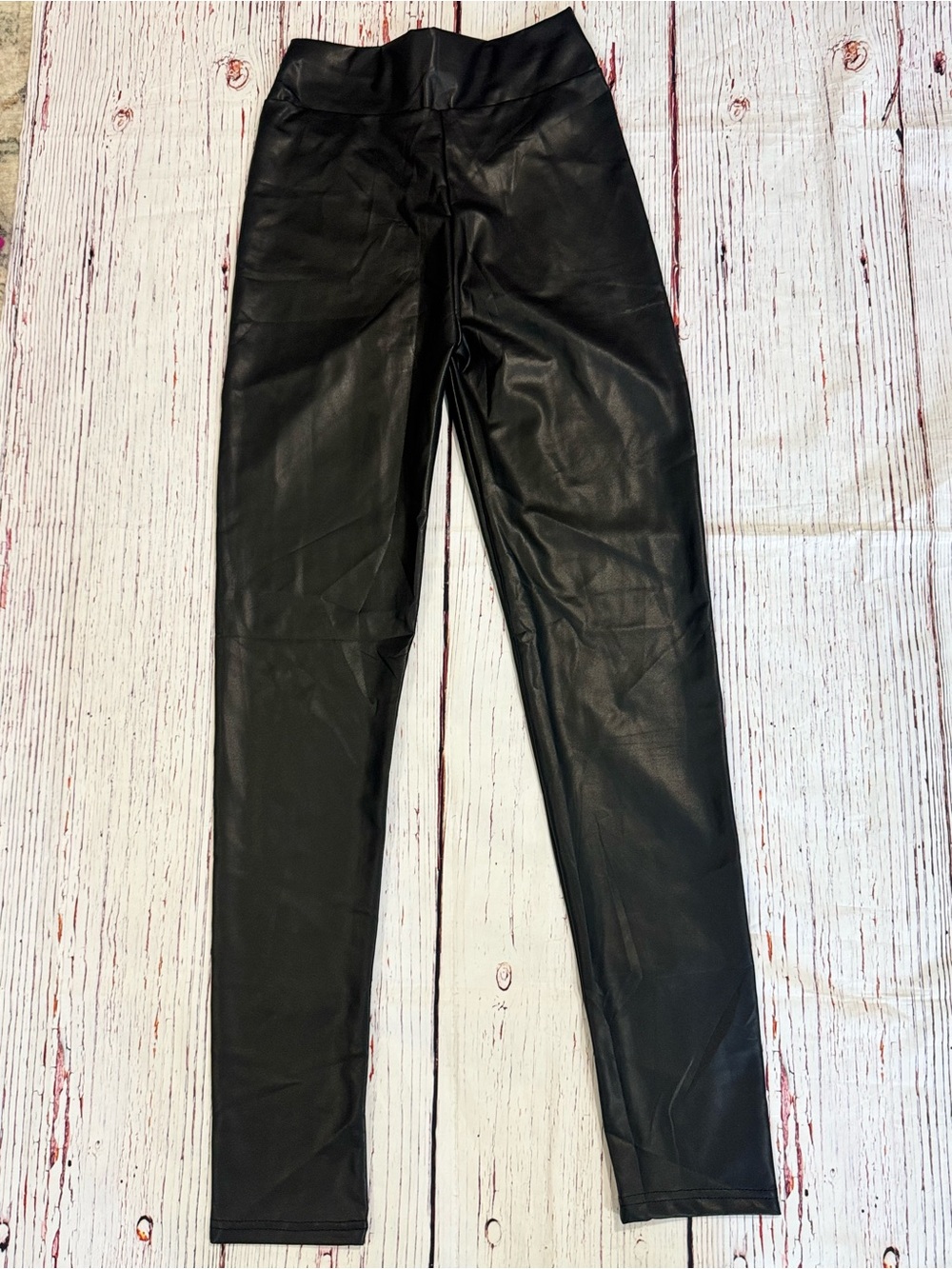 Fashion Nova L/XL Like What You See Faux Leather Leggings Black Ruched Butt NWT